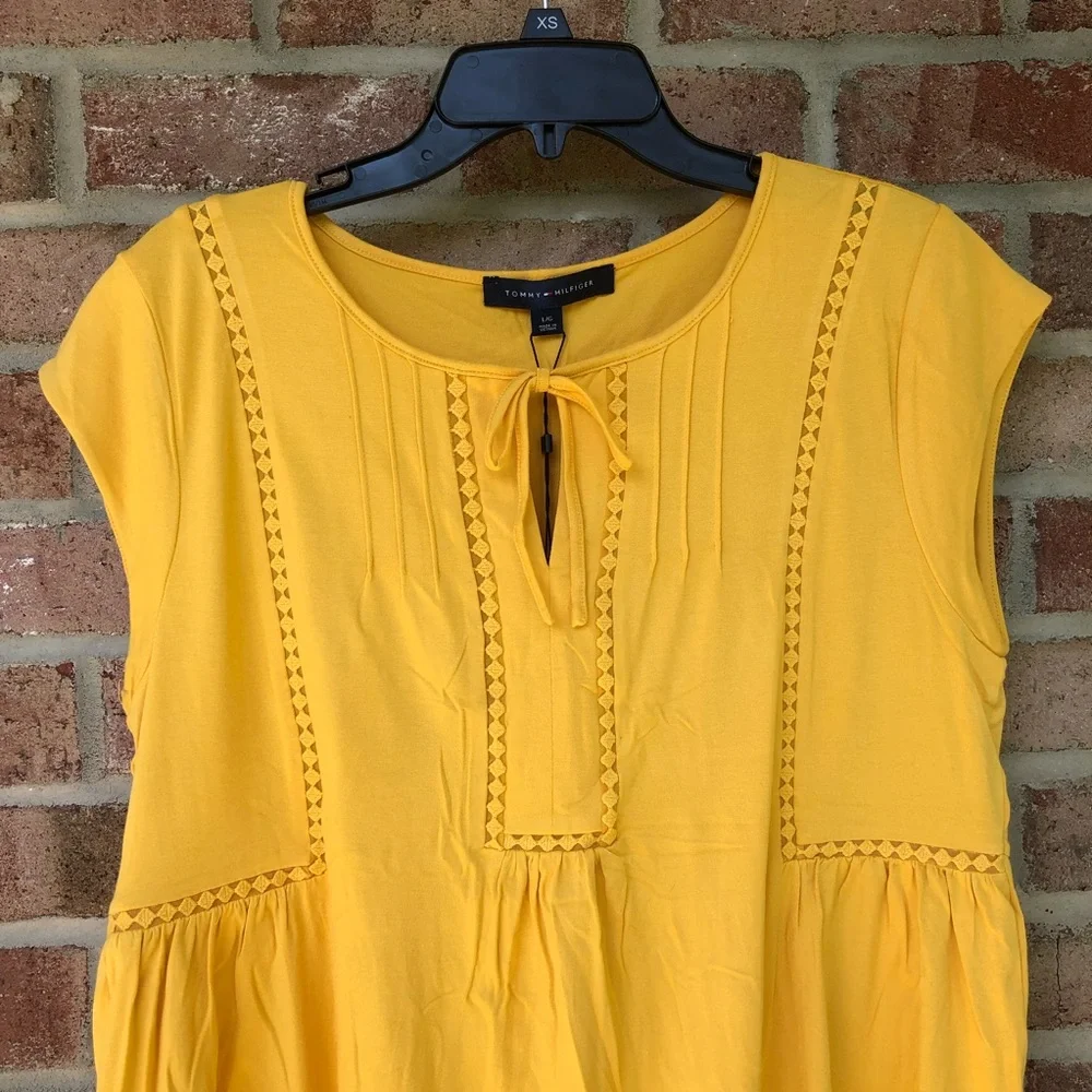 Tommy Hilfiger yellow sleeveless blouse NWT Women Large - Picture 6 of 13